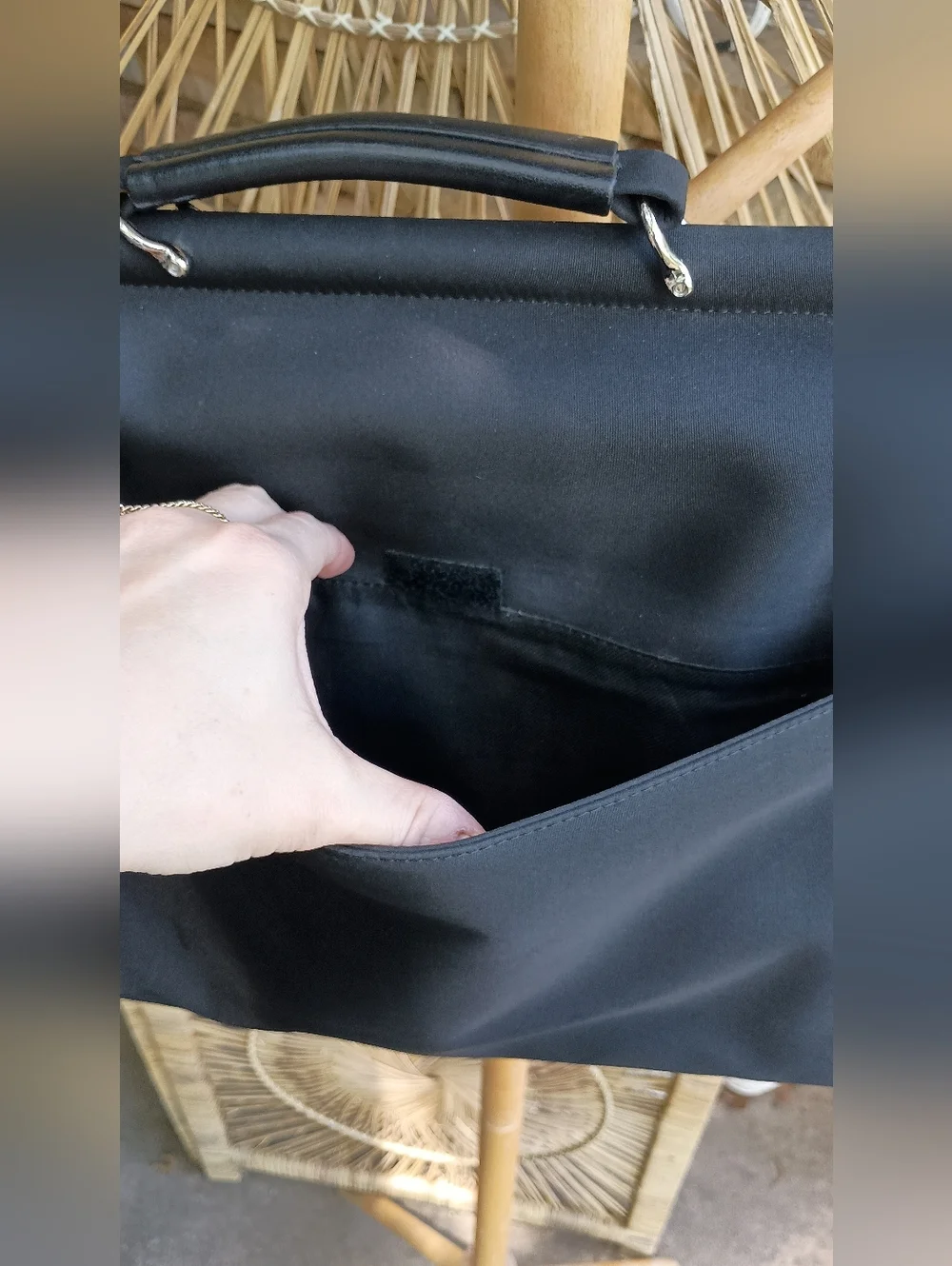 Nine West Black Laptop Messenger Bag with Silver Hardware